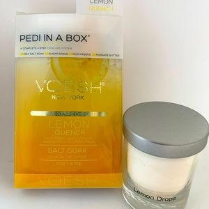 Pedi in a box and a Soy Candle